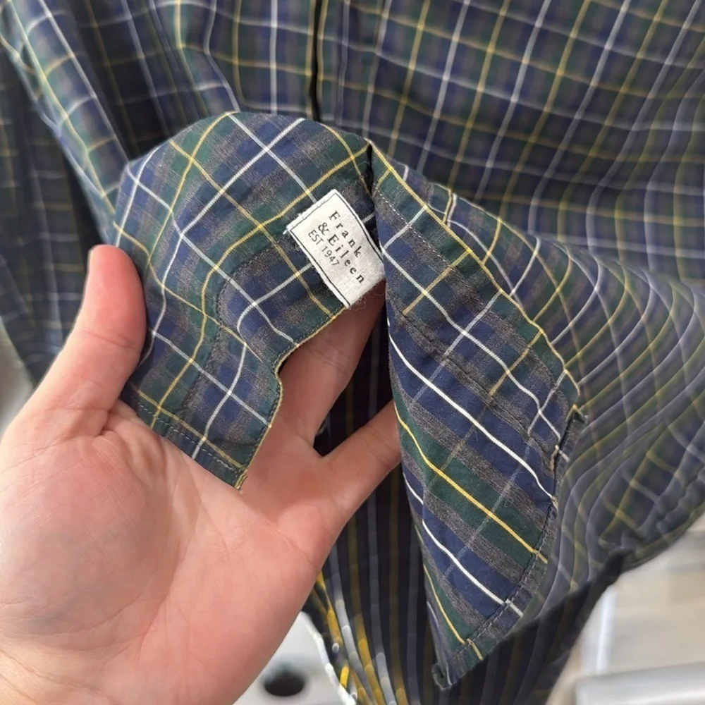 Frank & Eileen Frank Navy and Green Plaid Button-Down Shirt - Picture 12 of 14